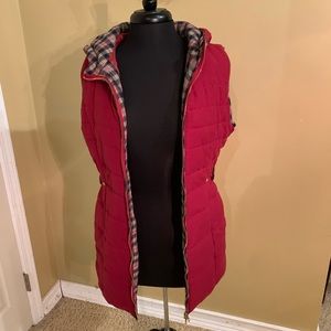 Burgundy hooded winter vest